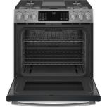 GE Profile GE Profile™ 30" Smart Slide-In Front-Control Gas Fingerprint Resistant Range with No Preheat Air Fry